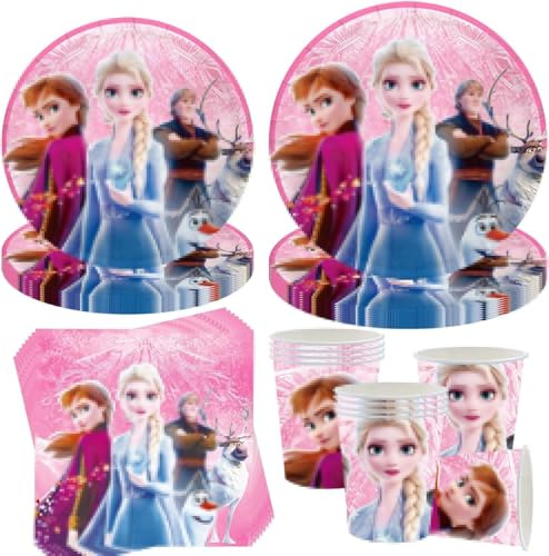 Lot de 50 assiettes en carton pour fête d'anniversaire d'enfant - Décoration d'anniversaire - Assiettes en carton - Avec assiettes, gobelets, serviettes - Vaisselle de fête pour 10 invités