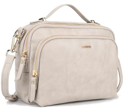 Gladdon Piccola Borsa a Tracolla Donna, Crossbody Bag con 3 Scomparti Capienti, Borsa Mano PU Pelle Sintetica, Borsetta Moda Borse Spalla con Tracolla Regolabile e Rimovibile…Nude