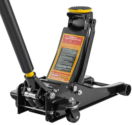 3 Tonne Trolley Jack Hydraulic Car Jack, Low Profile Floor for Car Van, Heavy-Duty Steel Hydraulic Lift with Dual Pump System, Handle Swivel Wheels, High Lift Garage (Yellow)