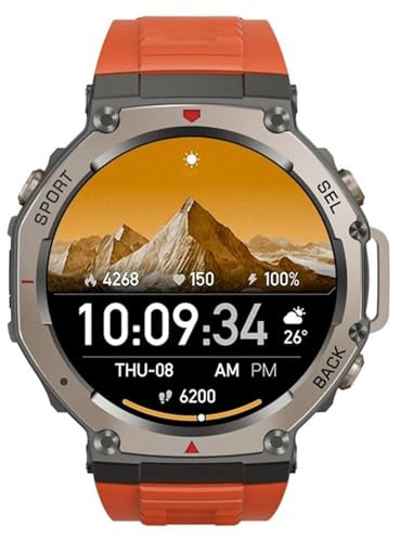 forbany Mivrass GPS Sports Smartwatch, Suivi de la Santé, GPS Double Fréquence à 6 Satellites, Plus de 170 Modes Sportifs, pour Les Aventures en Plein Air et Le Quotidien (Rouge)