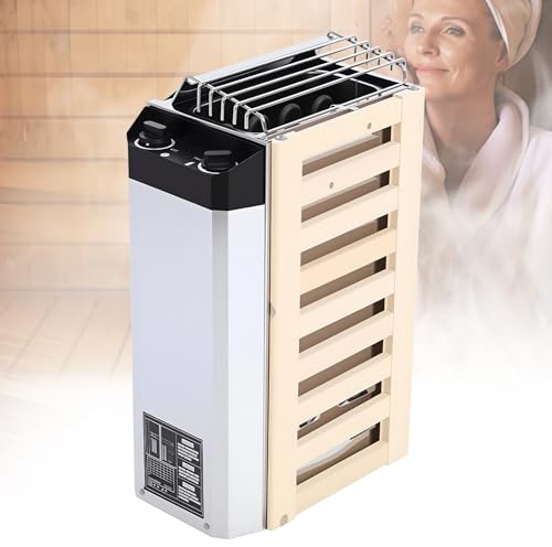 Stufa elettrica per sauna, 3,6 kW, 220 V, controllo della temperatura interna, legno composito in acciaio inox, controllo della temperatura interna, alta efficienza, per casa, hotel, ufficio, spa