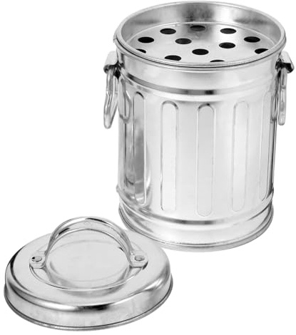 HOOWIFFY Vintage Galvanized Iron Bucket Large Ashtray with Lid, Smokeless Desktop Outdoor Ashtray Bin Featuring Large Capacity and Windproof Design for Patio or Office Use
