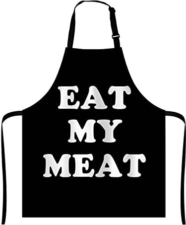 Wasach Funny Apron: Rude BBQ Gift for Dad, Eat My Meat, Offensive but hilarious Cooking Apron