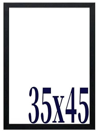 Z&Q Wall Display Pictures Posters Photo Frame Black - 35x45 cm Crystal Clear Front MDF Backing With Both Ways Hanging Hooks - Home Office Use