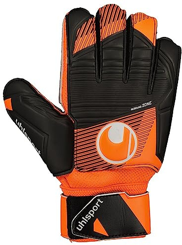 uhlsport Soft Resist+ Flex Frame Fußball Torwarthandschuhe - Handschuhe für Torhüter - speziell für Kunstrasen und Hartböden - mit Fingerschutz, Fluo orange/schwarz/weiß, 7