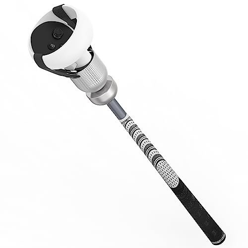 Viktad VR golfklubba för Meta Quest 2/Oculus Quest 2, aluminiumgolfklubbhandtag med realistiskt grepp och två remmar, av ZHGM (silver)
