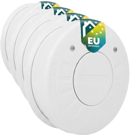 Smartwares Rauchmelder – 10 Jahre Batterielebensdauer, Q-Qualitätssiegel, Prüftaste, 85 dB, RM520 (Packung mit 4)