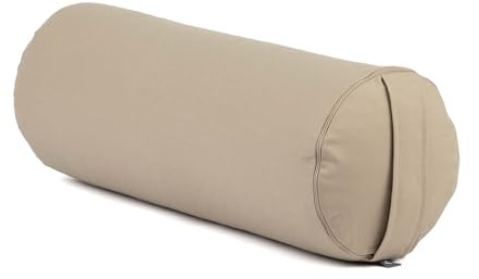 bodhi Yoga Bolster | ECO Serie | Yogarolle mit Kapok-Füllung | Waschbarer Bezug aus 100% Bio-Baumwolle | Yogakissen für Restoratives Yoga | Groß 65 x 22 cm (light taube)