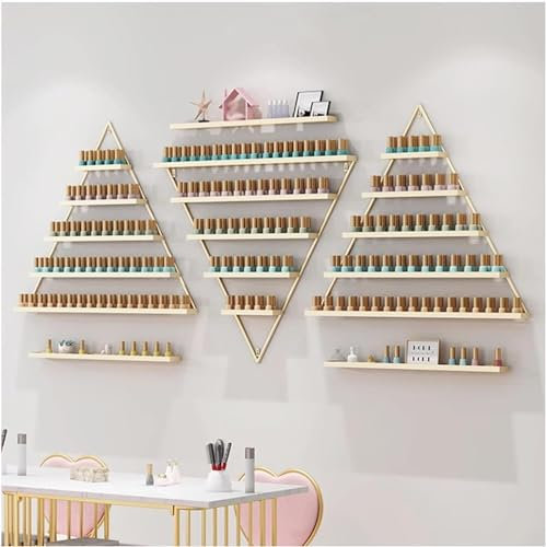 LXSEHN Scaffali Smalti Unghie Montaggio Parete, 6 Pezzi Scaffale Porta Smalto Metallo, Triangle Supporto Organizer per Cosmetici Espositore Organizzatore per Smalti, Rossetti, Oli Essenziali