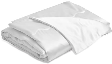 YASMENG Couverture en satin 220 x 240 cm - Blanc - Couverture d'été rafraîchissante et soyeuse - Légère - Douce - Luxe lisse - Satin brillant - Pour lit, canapé, chambre à coucher, bureau, voyage