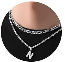 Cadena de Acero Inoxidable, Collar para Hombres y Niños, Cadena Plateada con Iniciales y Cadenas para Niños