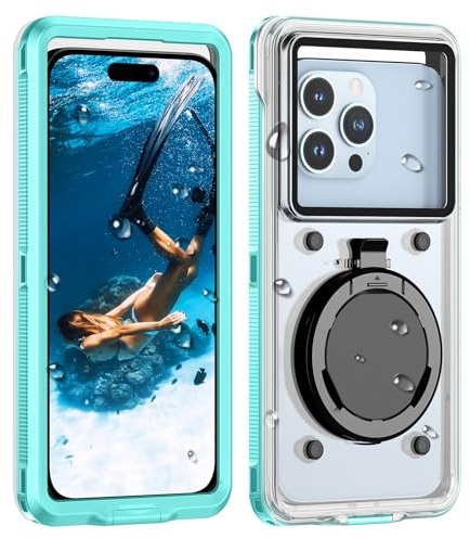 Focusor Coque Étanche Universelle de Téléphone Portable,IPX8 Professionnel Pochette de Plongée Protection Étui [Fonction Test D'étanchéité] [Écran Tactile sous l'eau] pour iPhone Samsung Xiaomi,Bleu