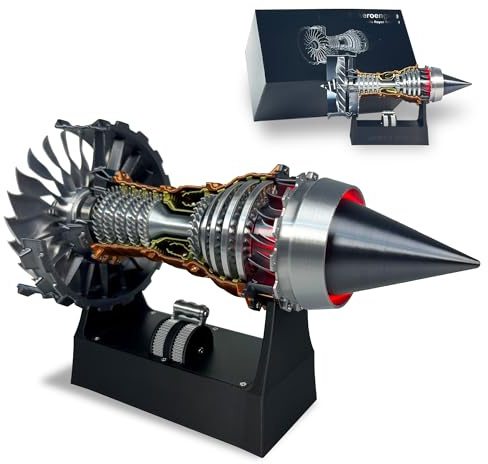 HI-REEKE Jet Engine Model Kit, TR900 Turbofan Aircraft Engine Model 3D Printing Toy for Teen(Rotatable)