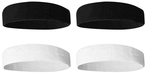 MEMOFYND 4 Pieces Of Sports Headbands, Sweat-Absorbent Headbands, Soft Elastic Headbands, Suitable For Fitness, Yoga, Running, Basketball