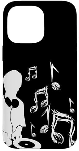 DJ con tocadiscos y partituras, drum and bass, techno Carcasa para iPhone 14 Pro Max
