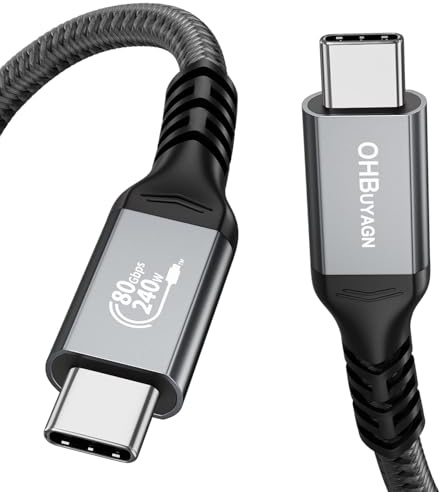OHBUYAGN 80Gbps USB 4 V2.0 Kompatibel mit Thunderbolt 5,USB C Thunderbolt,240W Schnellladekabel Unterstützt 16K@60Hz 8K@60Hz 4K@240Hz Displays für Thunderbolt 4/3,Laptop,USB4,SSD