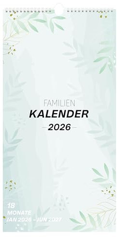 JALVPI Planificador familiar 2026, 4 columnas, calendario de pared, calendario familiar 2026, calendario -18 meses enero 2026 - junio 2027, planificador para parejas y familias, 22 x 43 cm