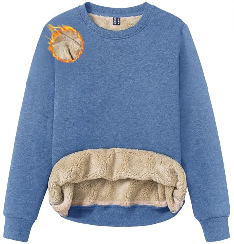 TACVASEN Ladies Fleece Tops Pullover Womens Long Sleeve Crew Neck Sweater