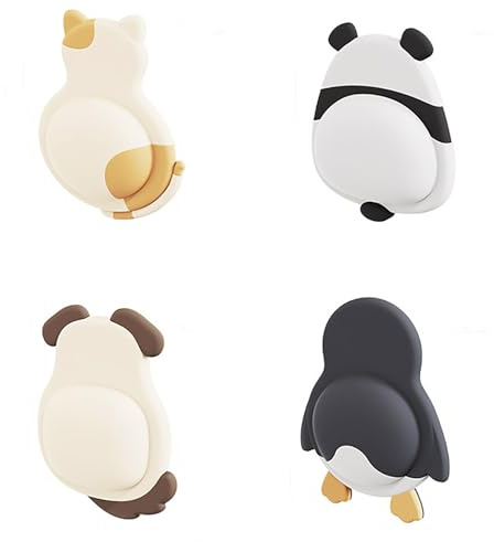 4 PCS Wall Door Handle Stopper, Cute Animals Door Knob Wall Protector Silencer Self Adhesive Door Bumpers for Walls Reusable Wall Shield Cushion, Washable & Reusable Wall Guards