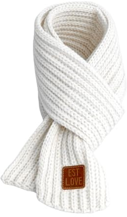 Toumett Kids Scarf,Kids Autumn Winter Knit Scarves,Boys Girls Scarf,Soft Knitted Neck Warmer Kids Scarf,Black/White/Pink Solid Scarf