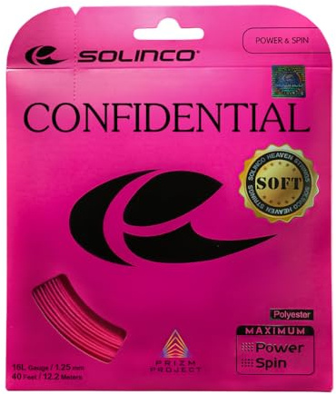 Solinco Jeu de cordes de tennis confidentielles en copolyester doux de 12,2 m – Confort amélioré et contrôle de précision, corde en polyester durable optimisée par rotation avec tension durable – Rose