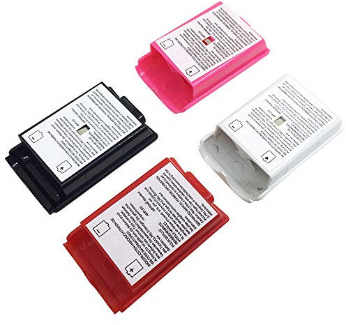 Afunta - Copri-batteria compatibile con controller wireless 360 – 4 colori (nero, bianco, rosso, rosa), 4 pezzi