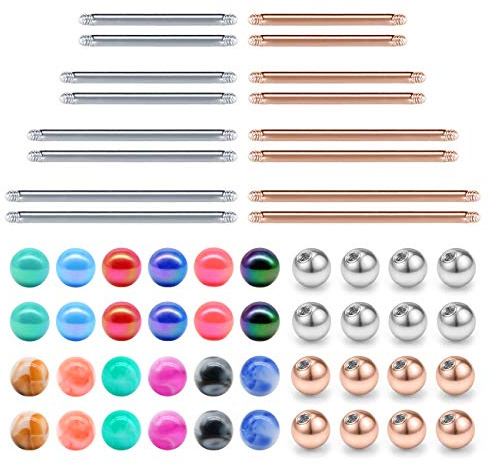 JFORYOU Remplacement Boule Barre 14G 1,6mm Industriel Langue Mamelons de Piercing Barbell Accessoires