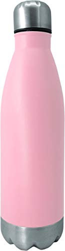 NERTHUS FIH 642 Pared Simple Rosa de Acero Inoxidable 750 ml, Agua, Botella Reutilizable, 29 x 7.5 x 7.5 cm