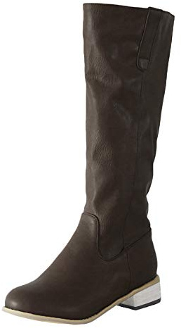 Stivali Donna Moda Pelle Tacco Basso Scarpe con Punta Tonda Slip-On Comodo Western (43,Marrone)