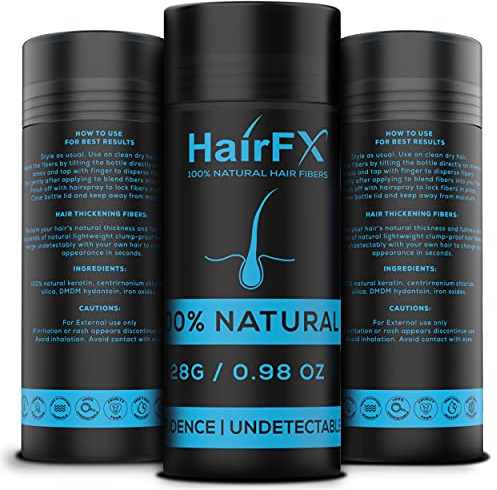 HairFX Hair Fibers for Thinning Hair (DARK BROWN) Undetectable & Natural - Giant 28g Bottle – Hair Thickener + Instant Thicker Fuller Hair - Completely Conceals Hair Loss in 15 Seconds for Women & Men