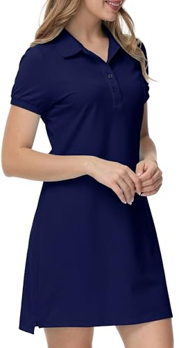 JINSHI Women's Polo Dress Short Sleeve Cotton Casual Sports Golf Tennis Dresses