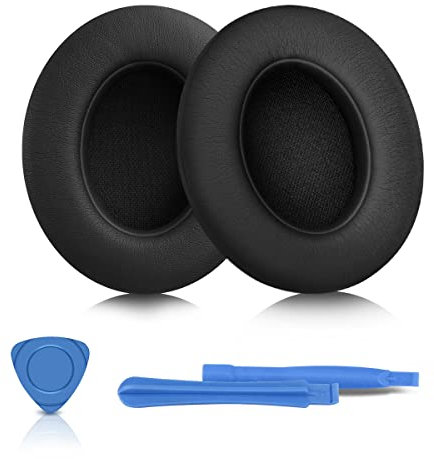 ELZO Almohadillas de Repuesto para Auriculares, compatibles con Auriculares Beats Studio 2 y Studio 3, Piel más Suave, Espuma de cancelación de Ruido de Alta Densidad, Grosor (Negro)