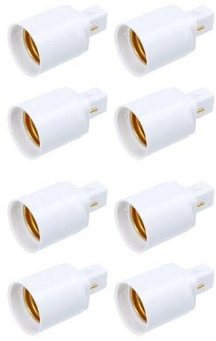 Housoutil Adattatore per attacco lampadina G24 su E27, 8 pezzi E12 femmina adattatore spina G24d testa lampada di conversione E27 adattatore