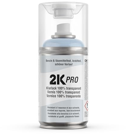 2K PRO 2K Spraydose 250ml - 2 Komponenten Sprühlack, Schnelltrocknender Spritzlack, UV-Beständig, Stoss- und Kratzfest | Klarlack Matt