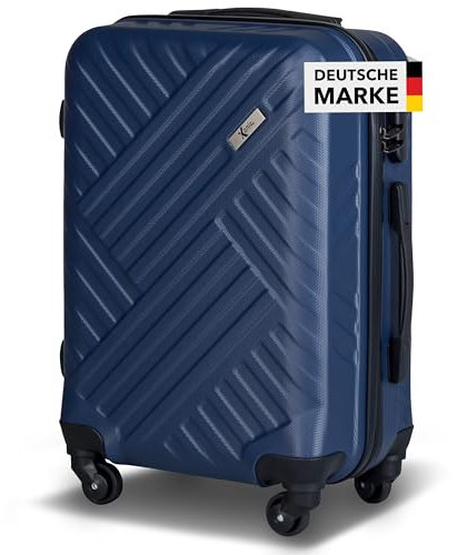 Xonic Design Boardcase Reisekoffer - Hartschalen-Koffer mit 360° Leichtlauf-Rollen - hochwertiger Kabinen-Trolley mit Zahlenschloss - Hand-Gepäck in 55x35x20cm ((Boardcase Business Night Blue, S))