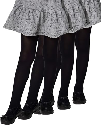 LORES 3 paires de collants opaques unies pour fille, pieds recouverts, 40 deniers, pour l’école et le ballet (fabriqués en Italie), noir, 9-10 Years