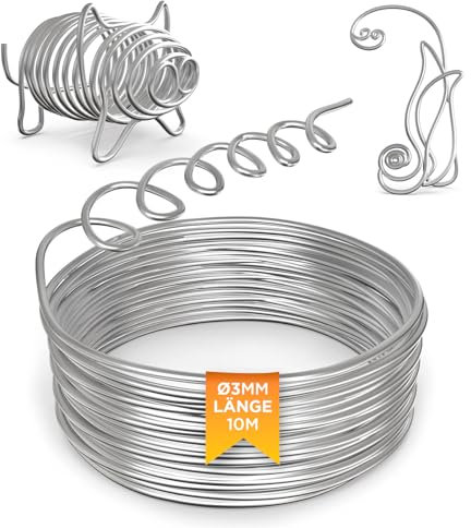 Talvani Premium Basteldraht ø 2|3 mm x [10|20|30] m, Draht zum Basteln, Aluminiumdraht Silberdraht Schmuckdraht Kranzherstellung | DE Qualität | weich | biegsam | glänzend