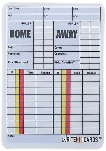 WRITEonCARDS Rewriteable Referee Cards for Soccer, Game Record Plus (Set of 2 Cards)