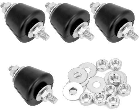 QWORK® 4 Pieces Anti-Vibration Rubber Supports, M8 Rubber Pad for Air Conditioning Vibration Damper, Rubber Feet