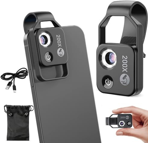 Nanozoom 200x förstoringszoom, Nanozoom mobiltelefonlins, Nanozoom x200 fickmikroskopkamera, nanozoomobjektiv 200x (Color : Black)