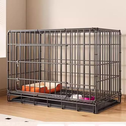 PJDDP Dog Crates for Large Dogs Folding Mental Wire Crates Dog Kennels Outdoor And Indoor Pet Dog Cage Crate with Door And Removable Tray for Pets,Puppy,Black,XL