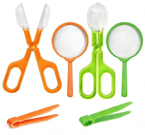 Kits de Caza de Insectos para niños, 6 Paquetes Kit Explorador niños Juguetes exploradores al Aire Libre Bug Catcher Kids Incluye Tijeras para atrapar Insectos, Pinzas, Lupa