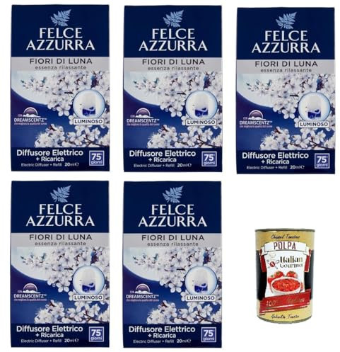Felce Azzurra - Diffusore Elettrico Fiori di Luna, Profumatore per Ambienti con Oli Essenziali, Diffusore Profumo Ambiente Luminoso, Fragranza a Lungo (100 Giorni), Diffusori Profumatori 20ml Pack Eco