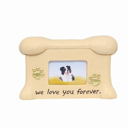 SJTJSPX Urne de Chien Urne en Résine Urne Funéraire pour Animaux Domestiques avec Cadre Photo Souvenir Urne pour Cendre Animaux Urne Funeraire Chien Chat Cercueil Chien Boîte de Crémation