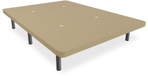 Duérmete Online - Base Tapizada 3D Transpirable con Estructura Estable y Bastidor Metálico Super Resistente + 6 Patas metálicas roscadas de 25cm, 90 x 200, Beige