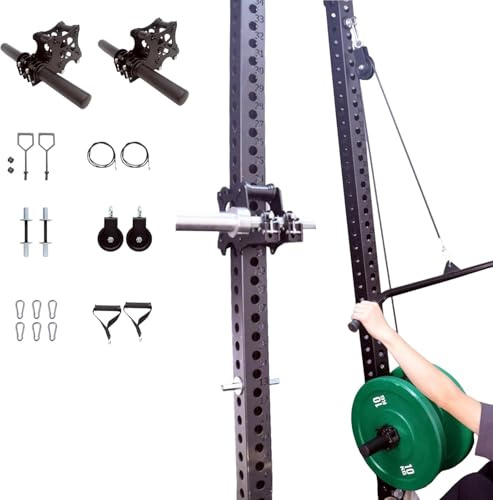 Pulley System Gym Power Rack Attachments Smith Machine Attachments Cable Pulley Attachments for Gym Home Cable Crossover Bench Press Deep Squat For 2 Olympic Barbell 2 Weight Plate