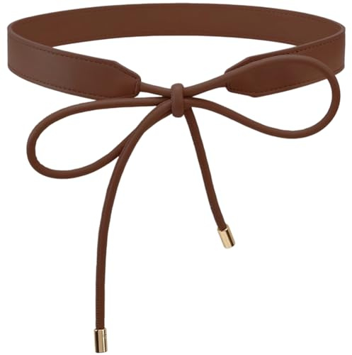 CALFOVERA Cintura Sottile Annodata in Stile Boho da Donna in Pelle PU con Nodo con Corda Sottile Accessorio Decorativo per Abiti da Donna Cappotti e Maglioni 65(5) cm (Marrone)