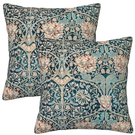 HOSTECCO Vintage blommiga kuddöverdrag 50 x 50 cm set med 2 blommor sammet kuddfodral chinoiserie dekorativa kuddöverdrag för soffa soffa