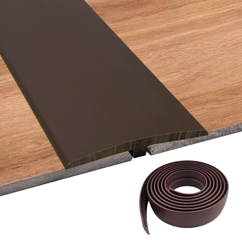 Övergångsprofil T-profil, självhäftande övergångslist, 3 m x 5 cm, dörrtrösklar list, PVC täcklist, flexibel för anslutningsgolv, luckor i laminatbrädor (brun)