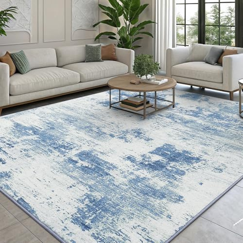 smiry Modern abstrakt vardagsrumsmatta, 160 x 220 cm, tvättbar, halkfri, syntetisk ull, kort lugg, matta för sovrum, matsal, kontor, elfenben